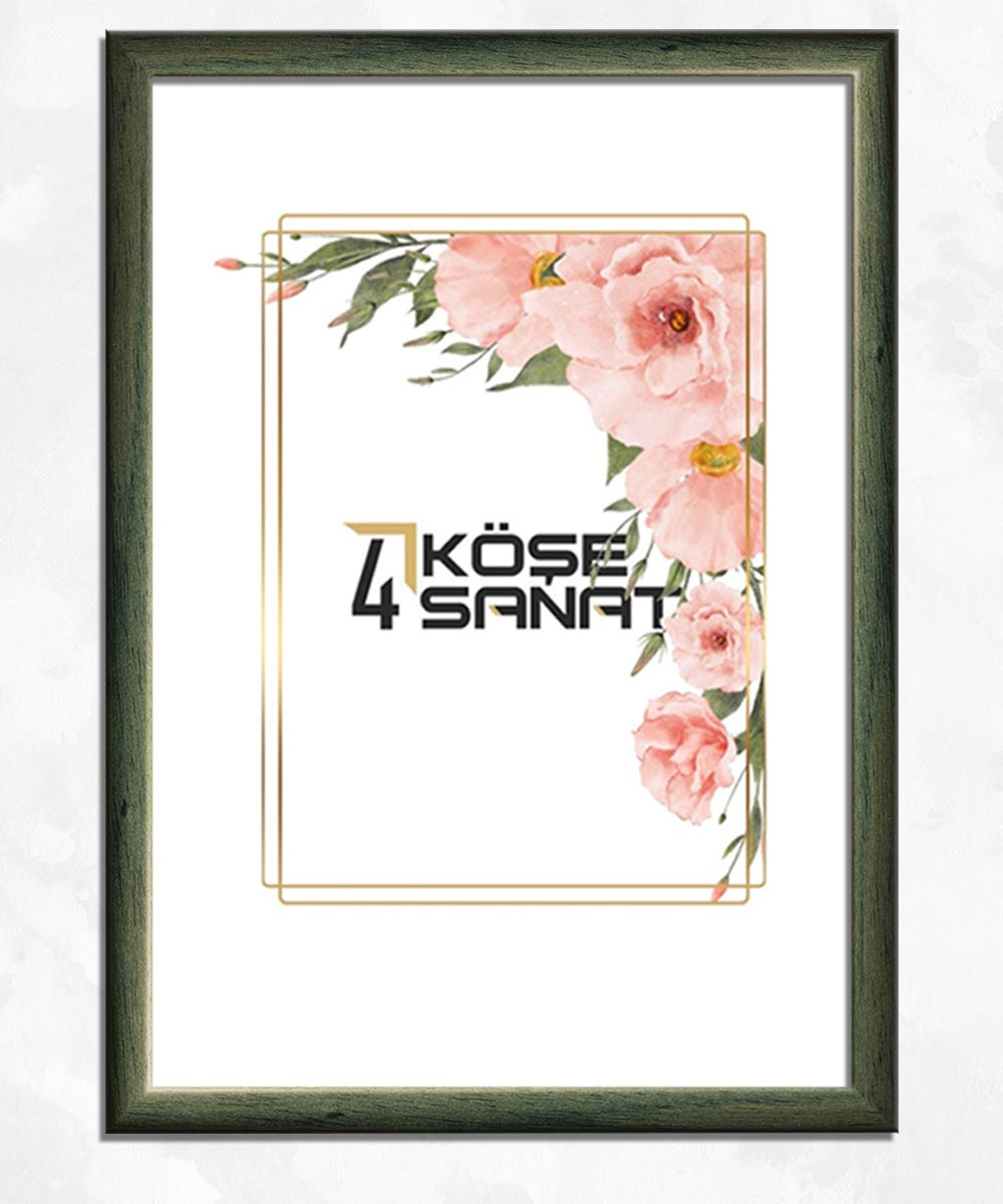 13'lük Zeytin Dokusu – Yeşil Ahşap Çerçeve