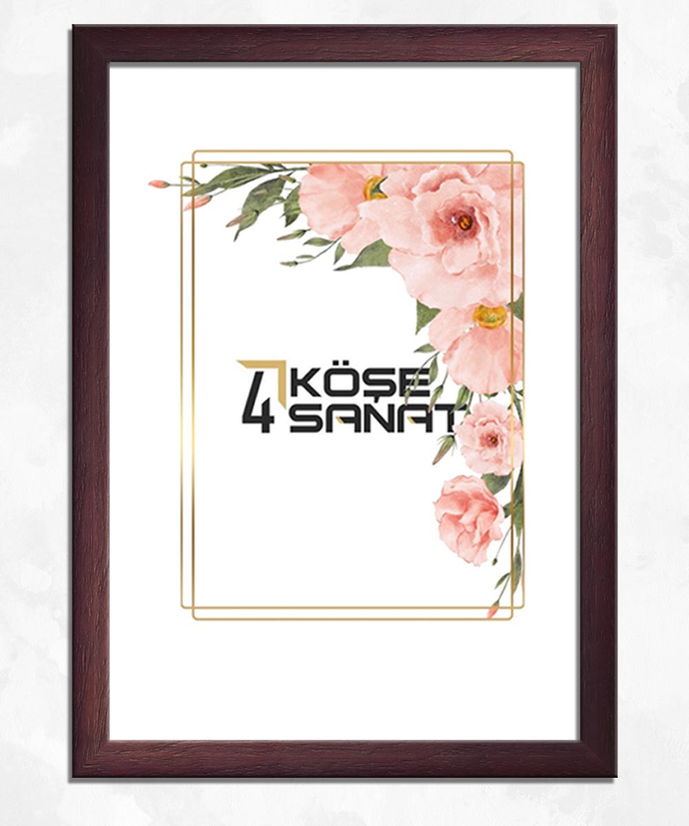 22’lik Ahşap Ağaç Dokulu Bordo Çerçeve – Cam Korumalı Dekoratif Çerçeve