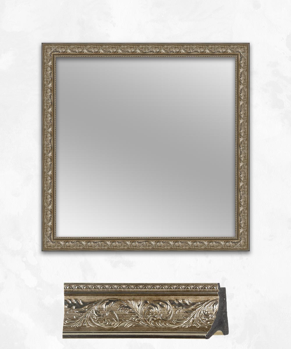 Gümüş Rengi Motifli Poliresin Çerçeveli Ayna 76 N D-S