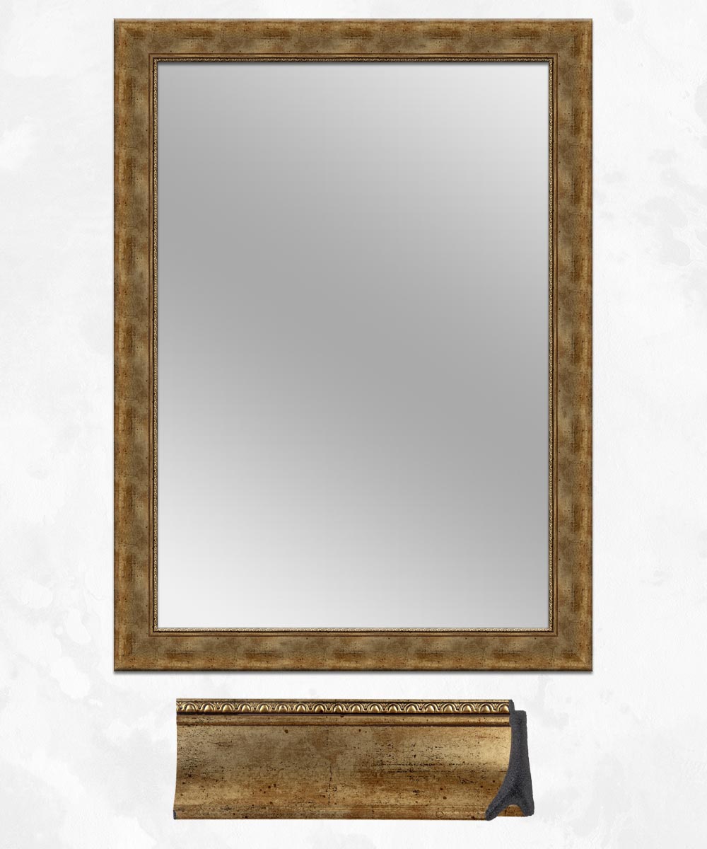 Eskitme Altın Rengi Poliresin Çerçeveli Ayna - 76 N