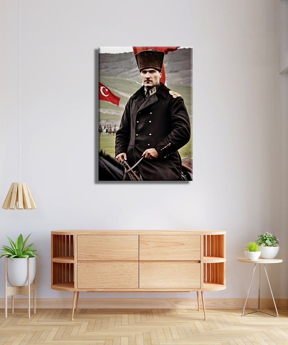 Atatürk “Biz Türkler, bütün tarihimiz boyunca hürriyet ve istiklâle timsal olmuş bir milletiz.” Kanvas Tablo