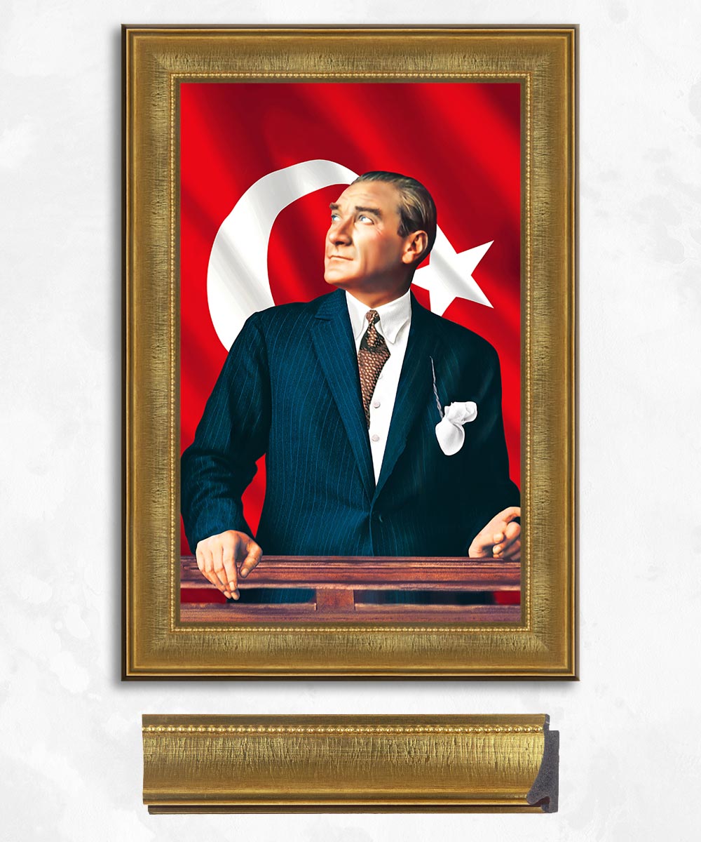 Atatürk “Benim naçiz vücudum elbet bir gün toprak olacaktır, ancak Türkiye Cumhuriyeti ilelebet payidar kalacaktır.” Kanvas Tablo