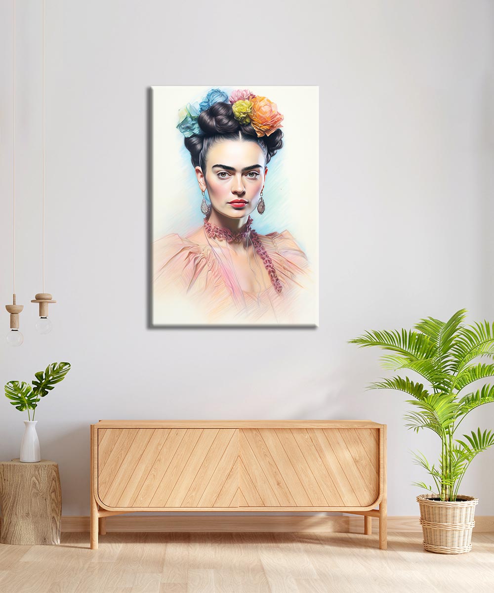 Çiçekli Zarafet – Sanatsal Frida Kahlo Portresi