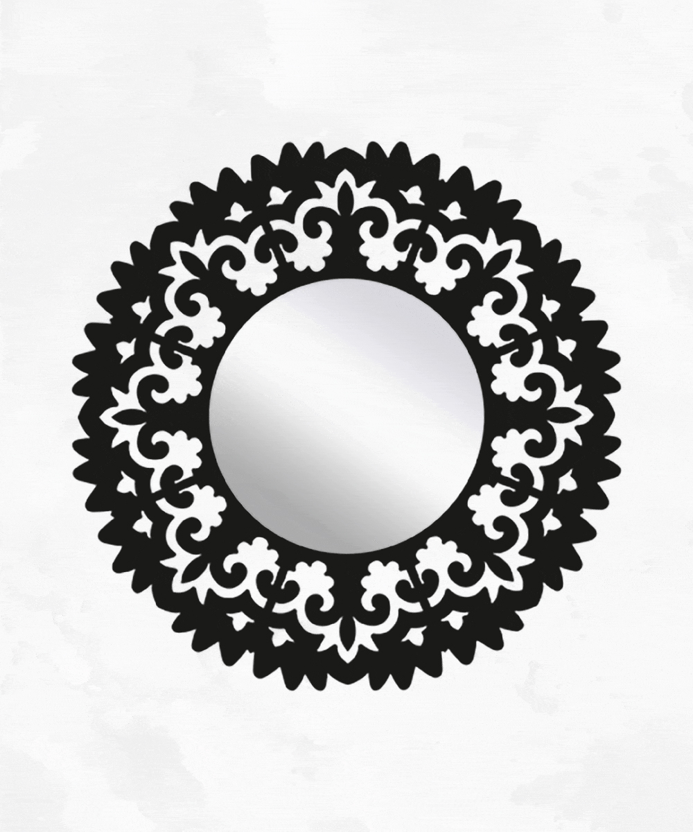 Siyah Metal Çerçeveli Dekoratif Ayna