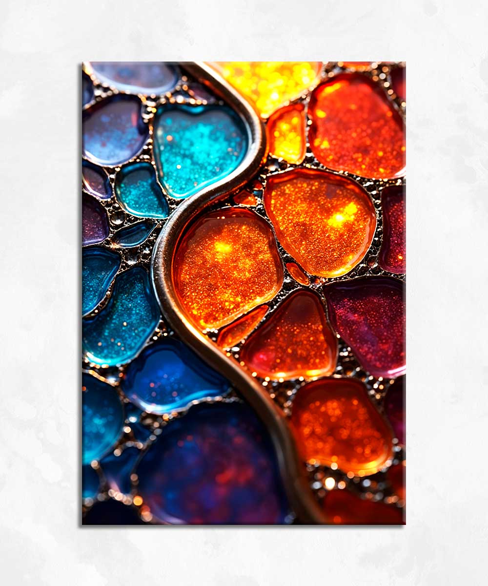 Renkli Cam Mozaik - Çerçevesiz Cam Tablo