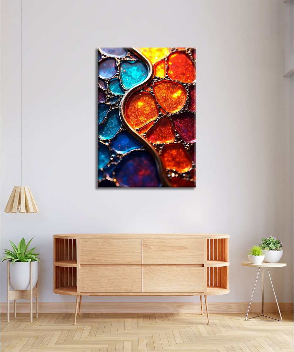 Renkli Cam Mozaik - Çerçevesiz Cam Tablo