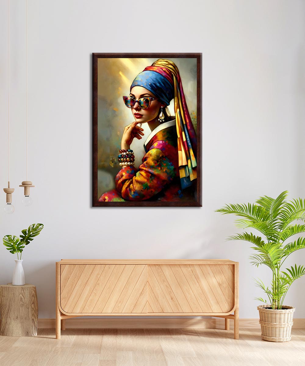 Retro Diva – Renkli Modern Pop Art Çerçeveli Kanvas Tablo