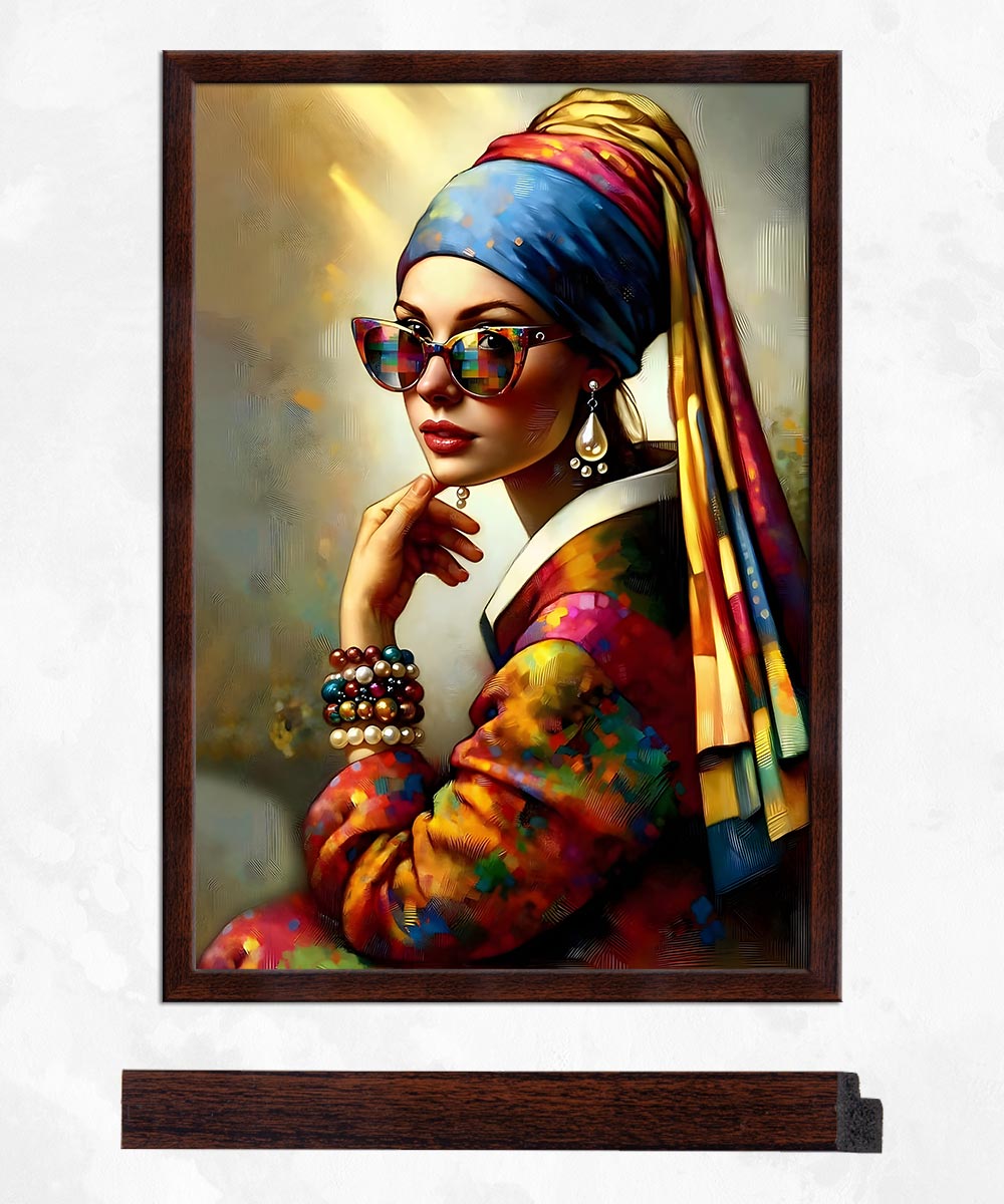 Retro Diva – Renkli Modern Pop Art Çerçeveli Kanvas Tablo