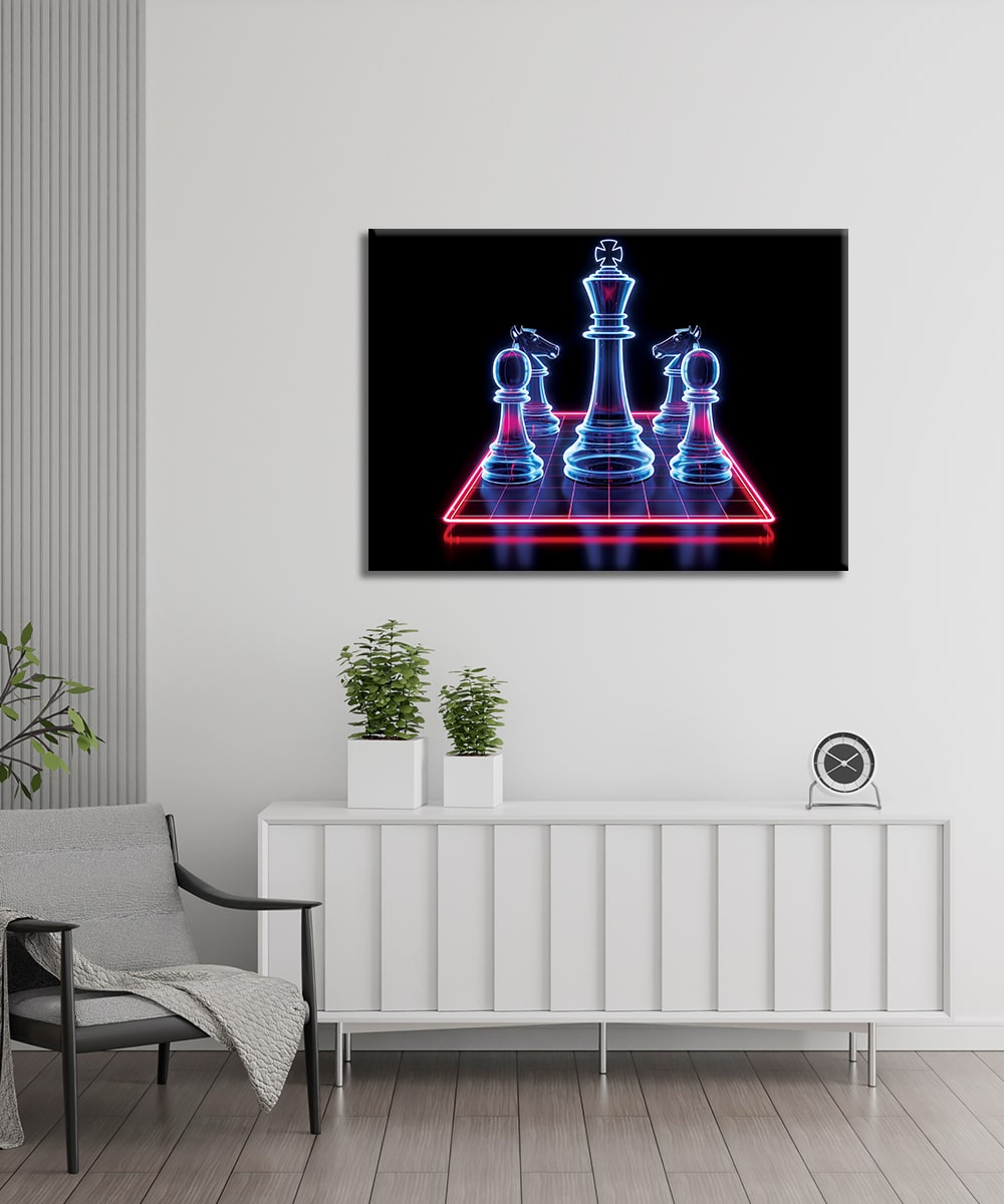 Checkmate Glow - Çerçevesiz Cam Tablo