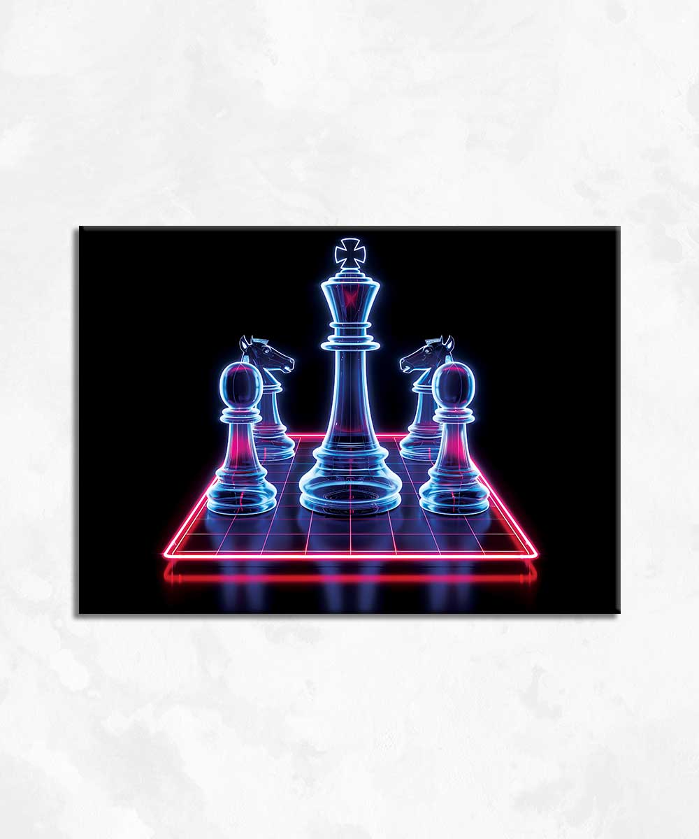 Checkmate Glow - Çerçevesiz Cam Tablo