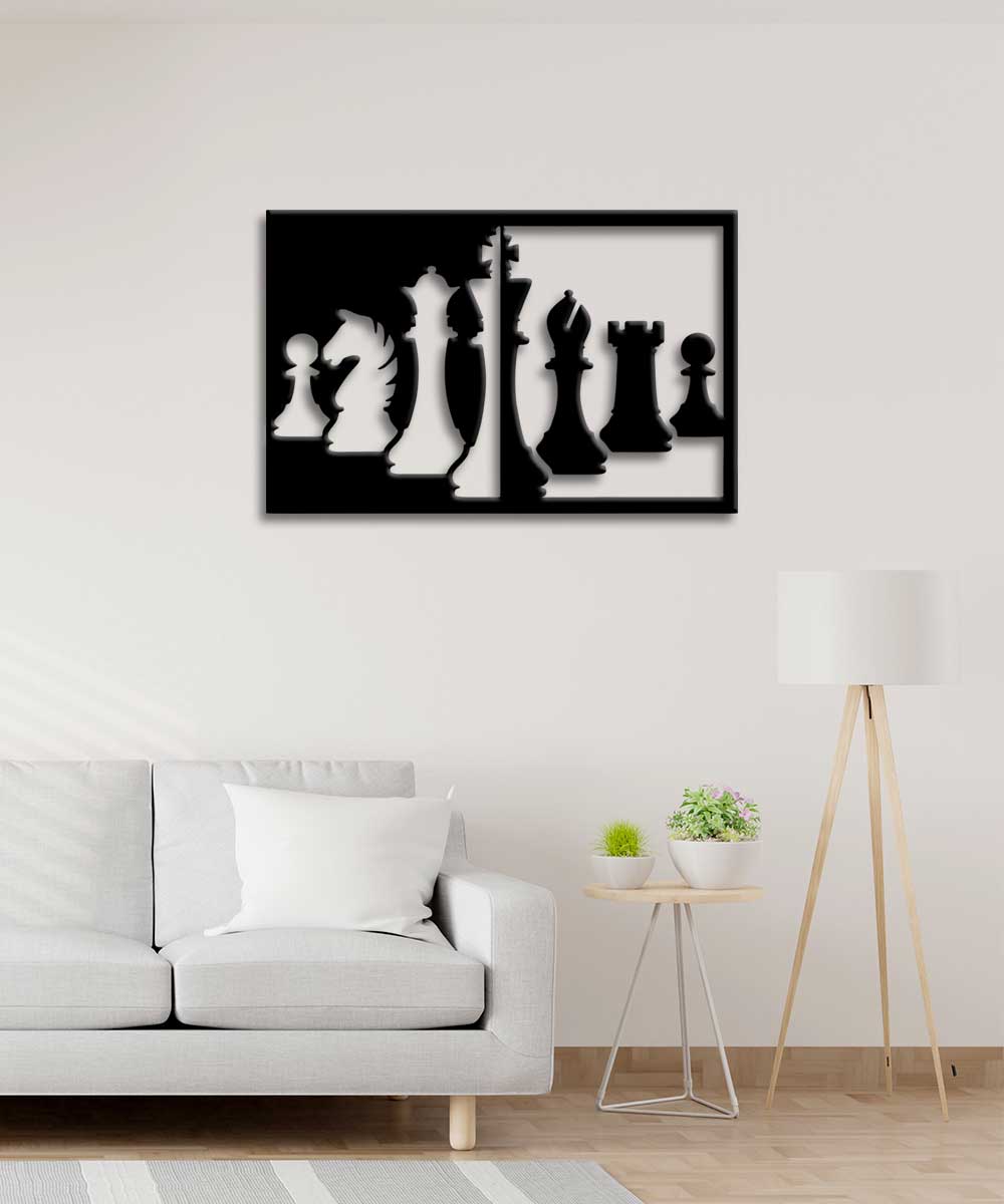 Satranç Modeli Metal Kesim Dekoratif Tablo