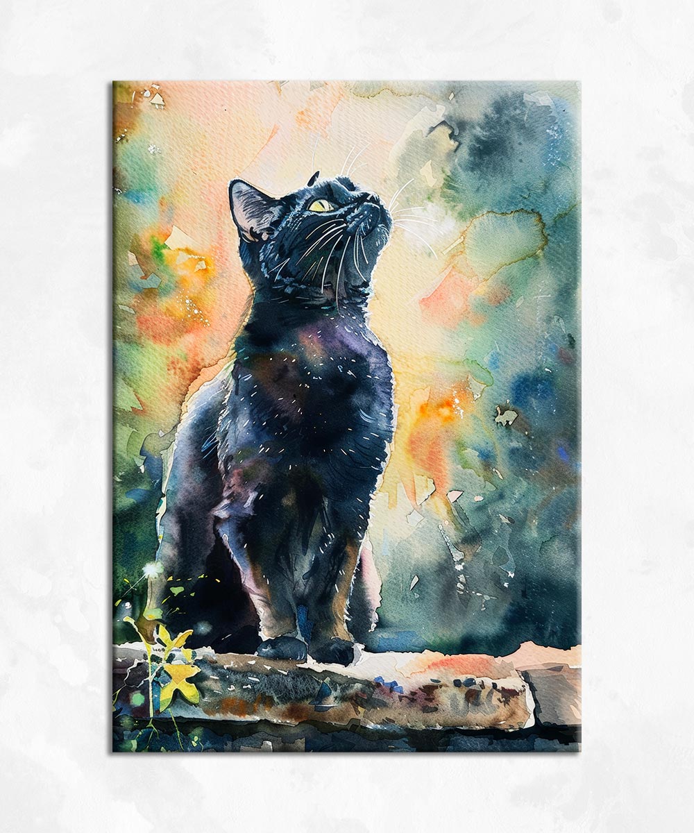 Renkli Su Gibi Kedi Kanvas Tablo