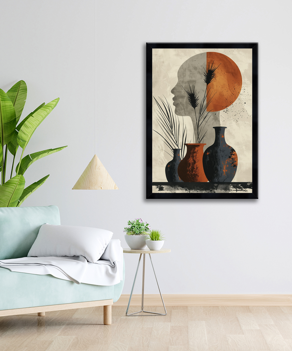 Soyut Vazolar – Çerçeveli Ahşap Sanatsal Tablo