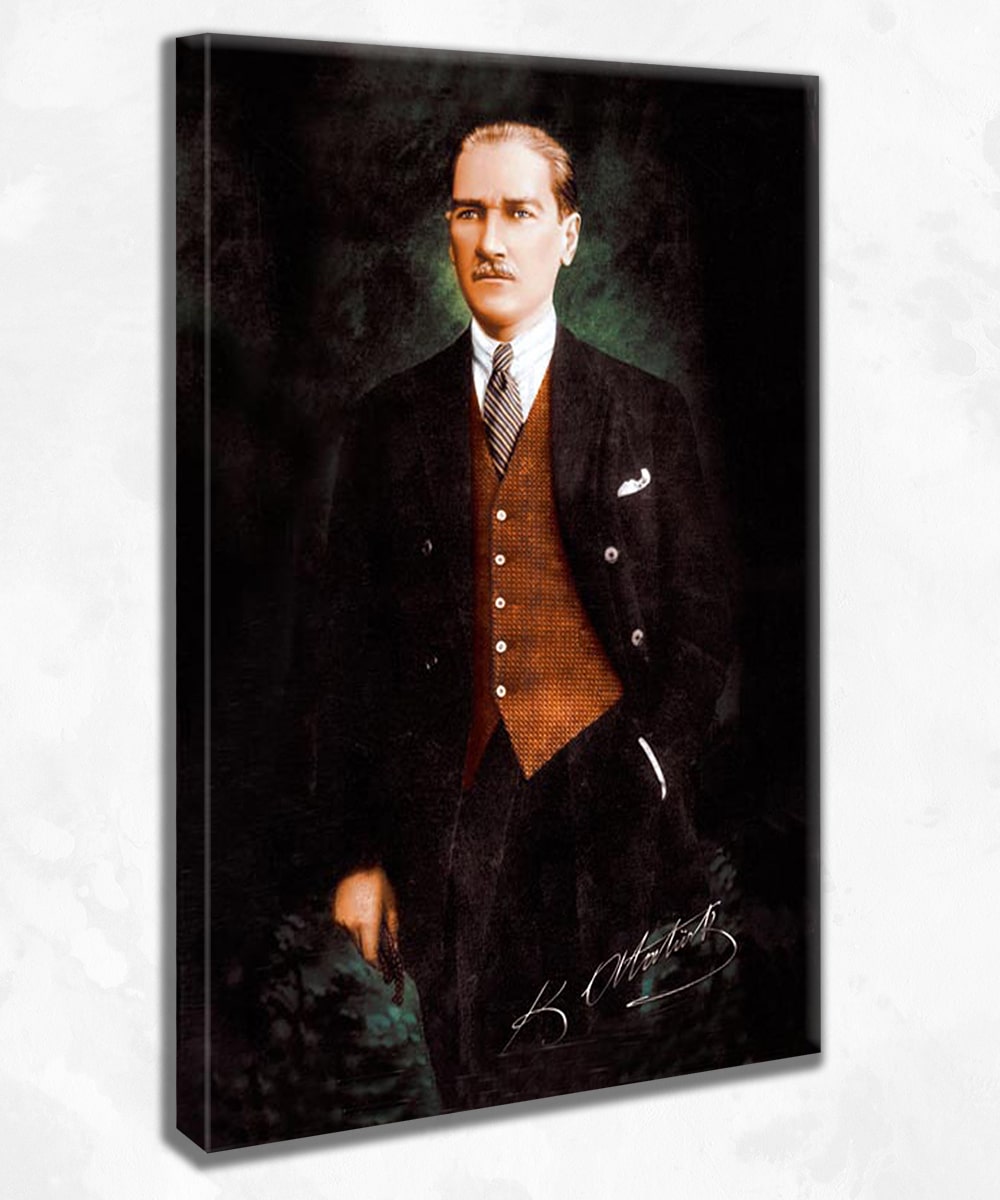 Atatürk Potresi ve İmza “Ne mutlu Türküm diyene!” Kanvas Tablo
