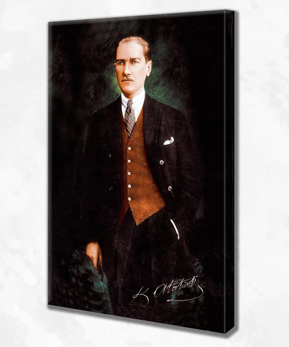 Atatürk Potresi ve İmza “Ne mutlu Türküm diyene!” Kanvas Tablo