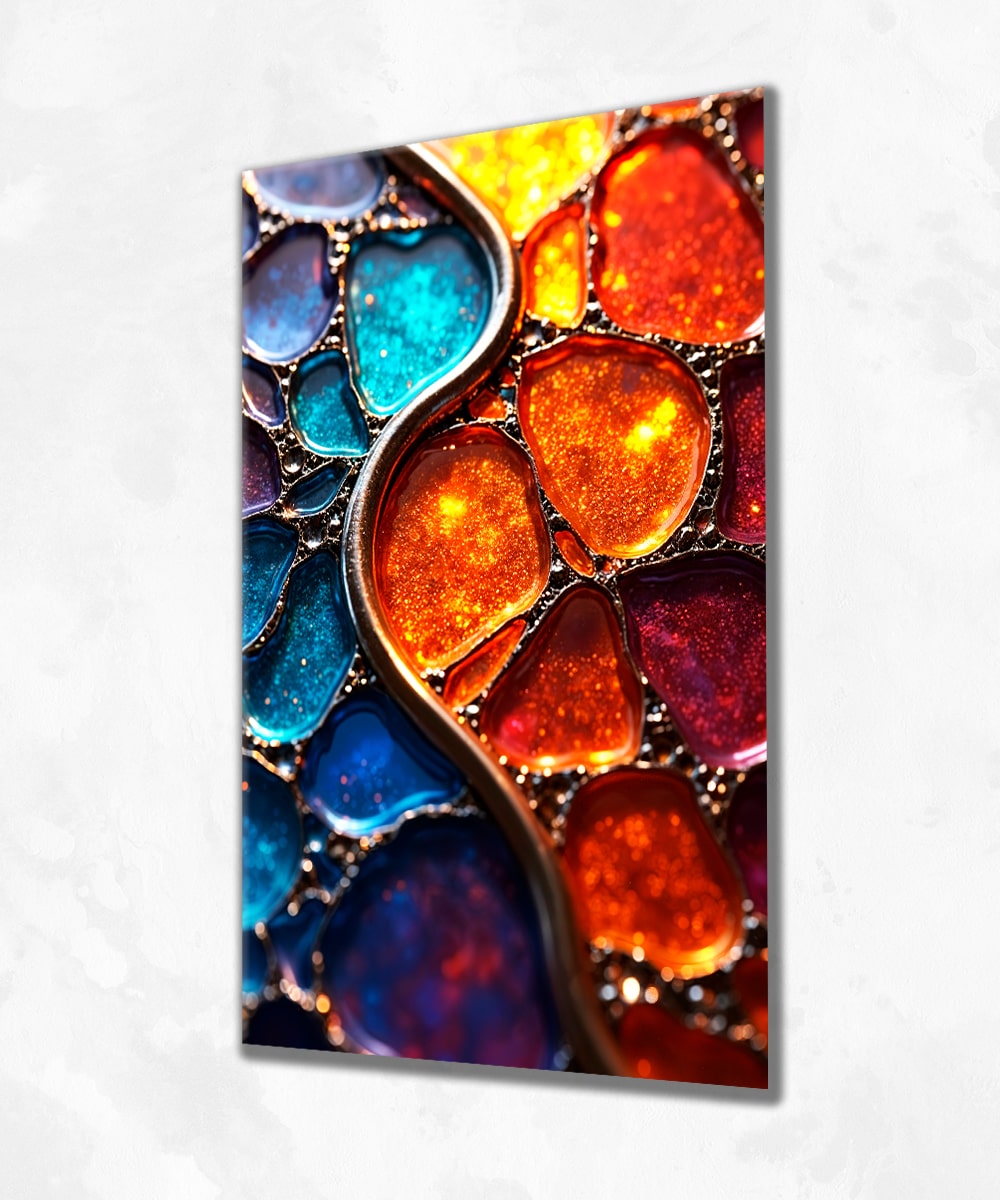 Renkli Cam Mozaik - Çerçevesiz Cam Tablo