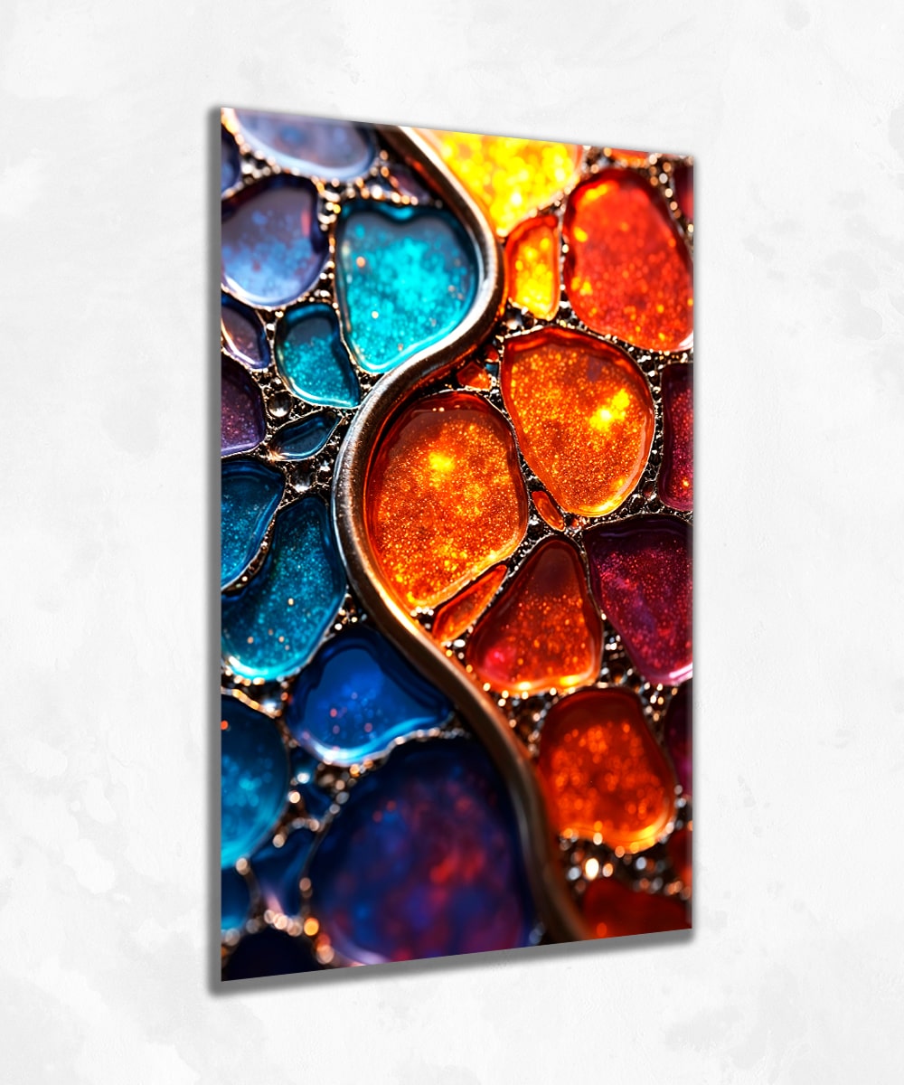 Renkli Cam Mozaik - Çerçevesiz Cam Tablo