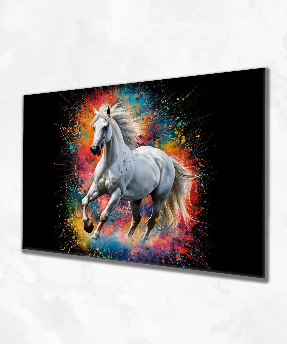Color Splash Horse – Akrilik Cam Sanat Tablosu