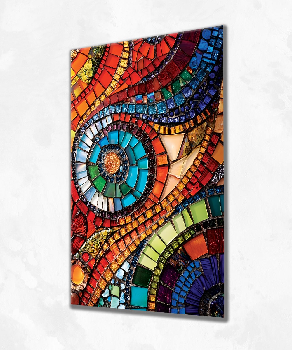 Vitray Motifli Cam Tablo – Işıltılı Sanat Dokunuşu