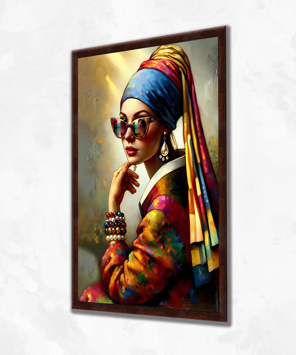 Retro Diva – Renkli Modern Pop Art Çerçeveli Kanvas Tablo