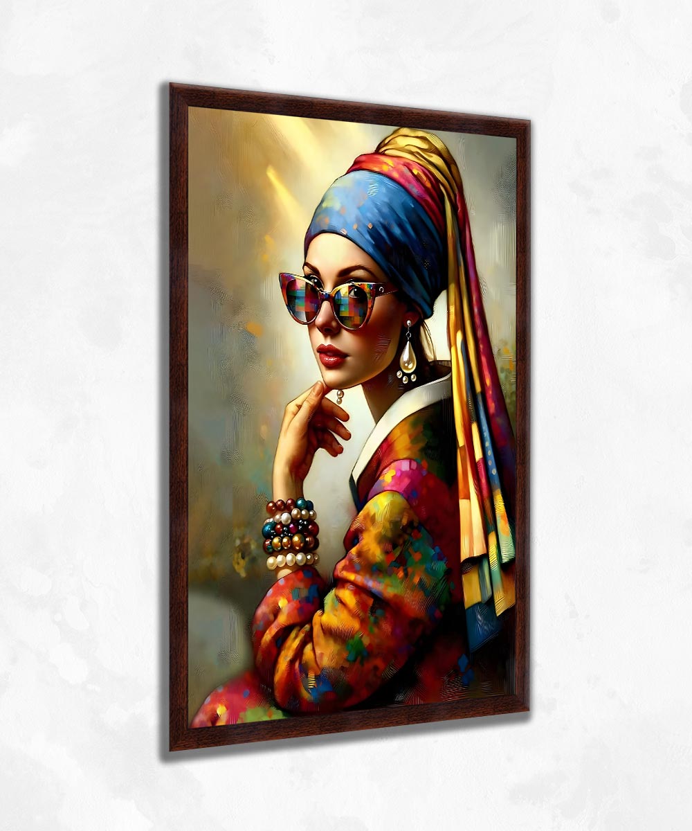 Retro Diva – Renkli Modern Pop Art Çerçeveli Kanvas Tablo
