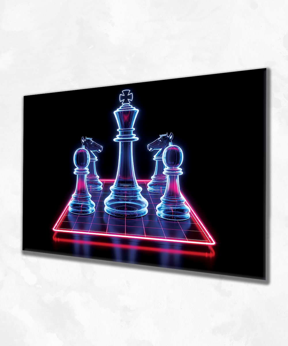 Checkmate Glow - Çerçevesiz Cam Tablo