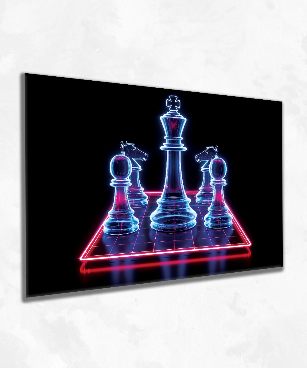 Checkmate Glow - Çerçevesiz Cam Tablo