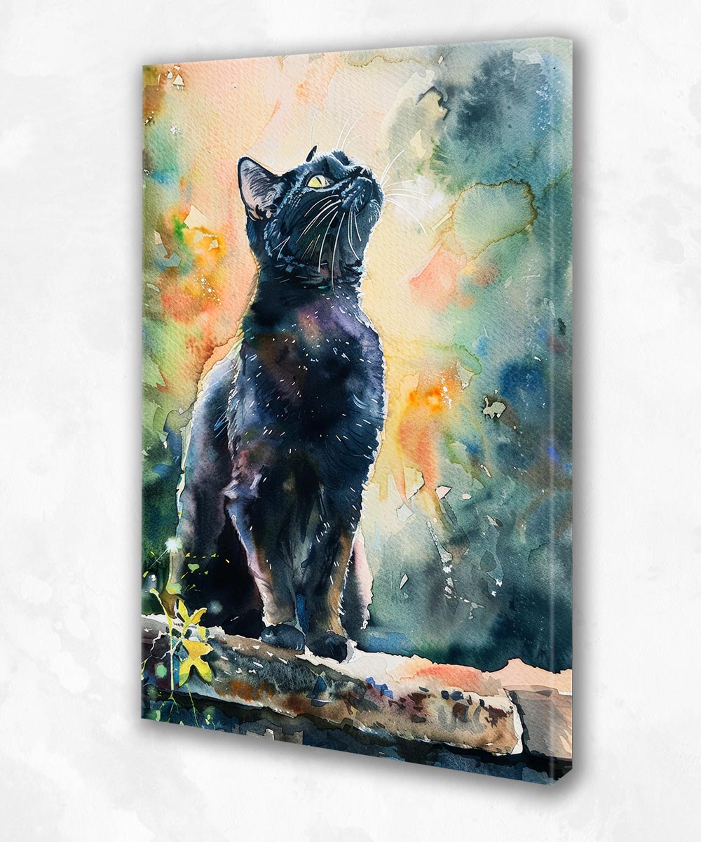 Renkli Su Gibi Kedi Kanvas Tablo