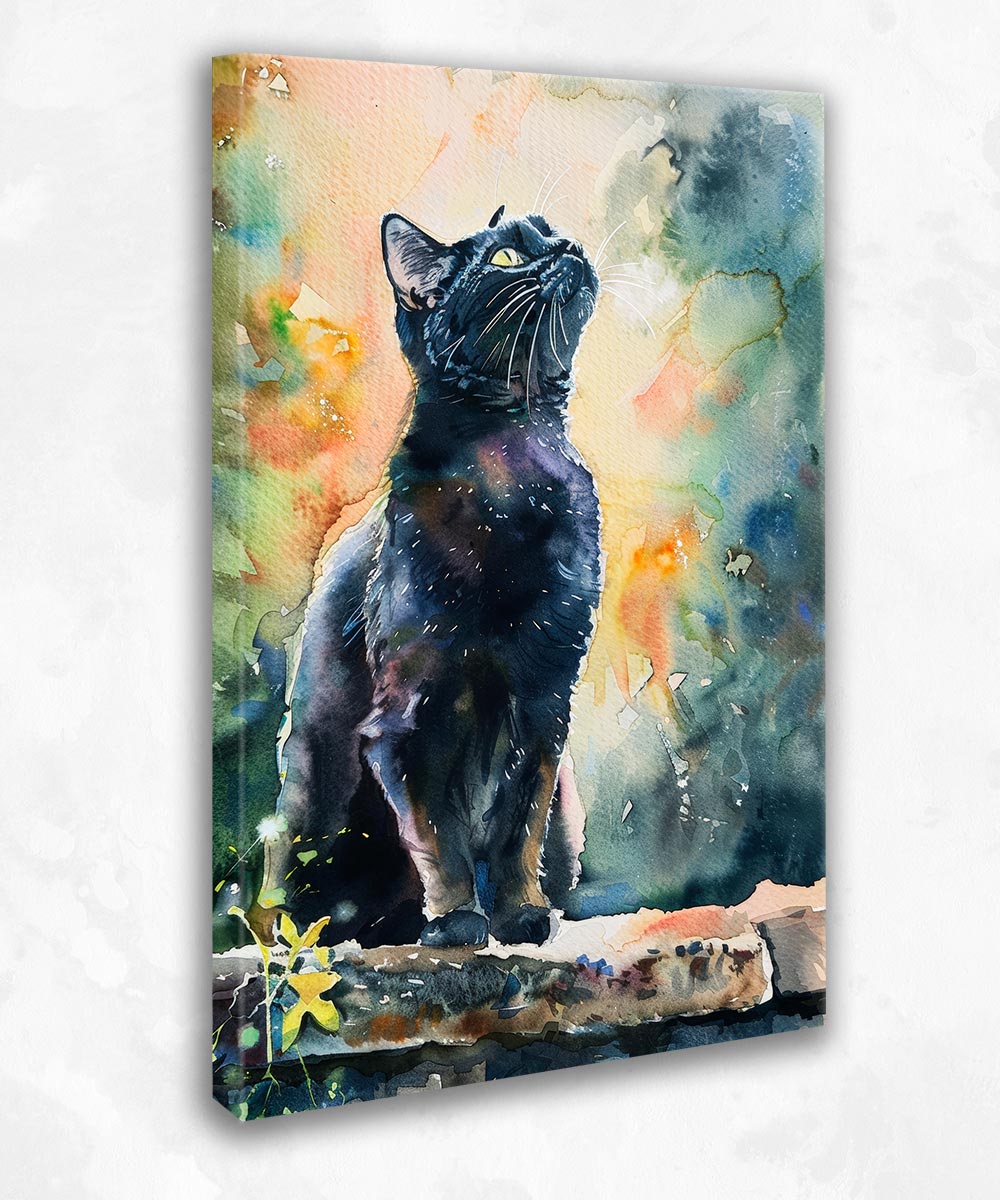 Renkli Su Gibi Kedi Kanvas Tablo