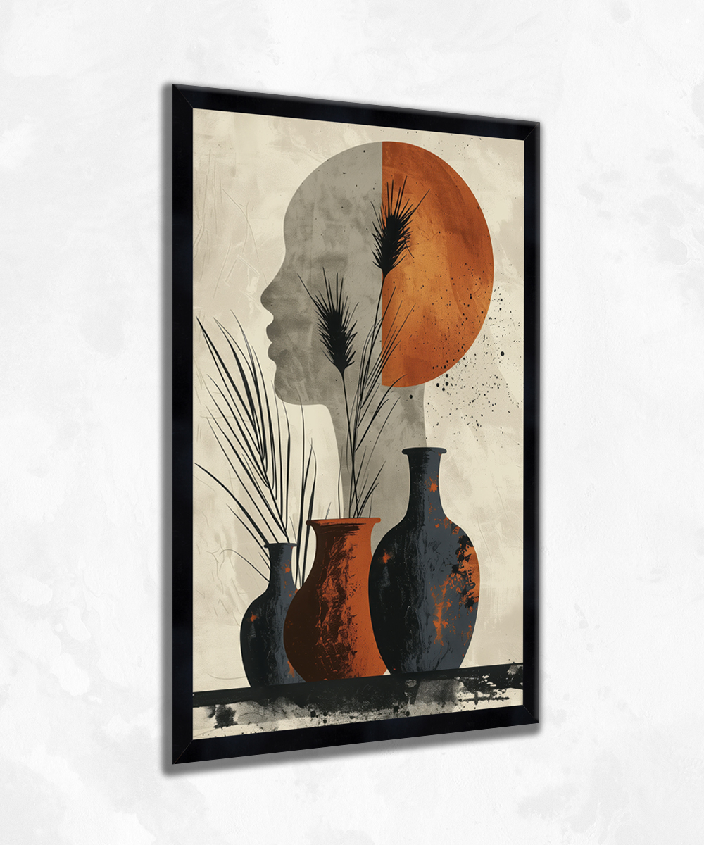 Soyut Vazolar – Çerçeveli Ahşap Sanatsal Tablo