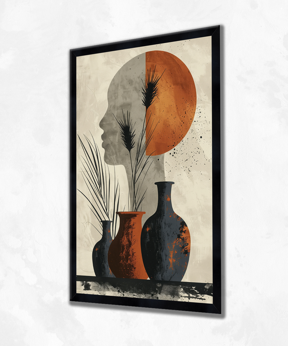 Soyut Vazolar – Çerçeveli Ahşap Sanatsal Tablo
